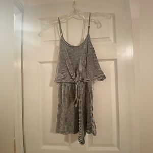 Black and white stripe romper. Spaghetti strap.